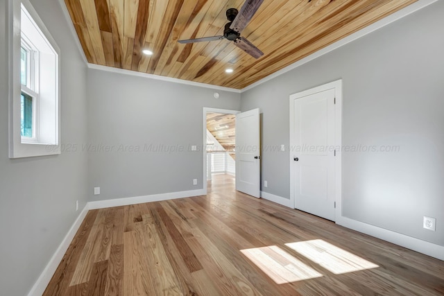556 Sipsey Rock Rd, Crane Hill, AL 35053 - unfurnished bedroom featuring baseboards, light wood-type flooring, wooden ceiling, and recessed lighting