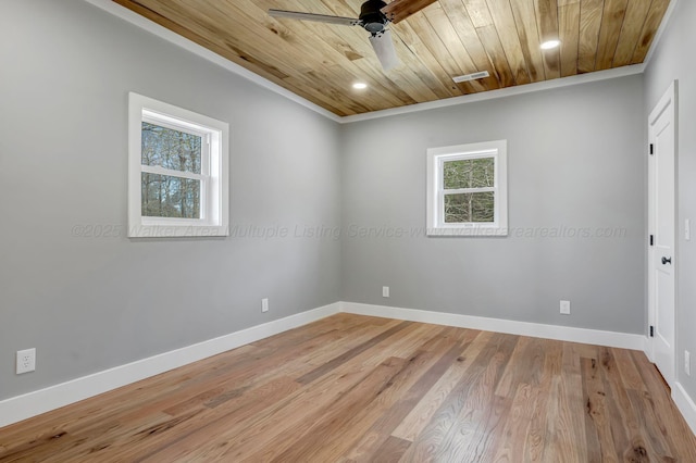556 Sipsey Rock Rd, Crane Hill, AL 35053 - empty room featuring baseboards, a ceiling fan, wood finished floors, and wood ceiling