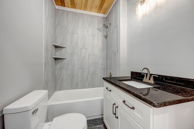 556 Sipsey Rock Rd, Crane Hill, AL 35053 - full bathroom with toilet, vanity, bathing tub / shower combination, and wood ceiling