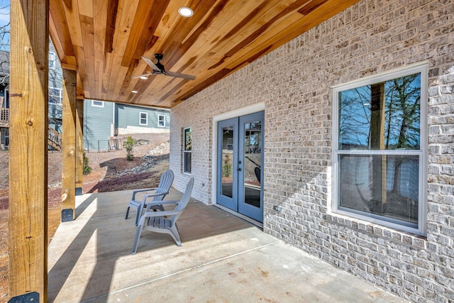 556 Sipsey Rock Rd, Crane Hill, AL 35053 - view of patio / terrace with french doors and a ceiling fan