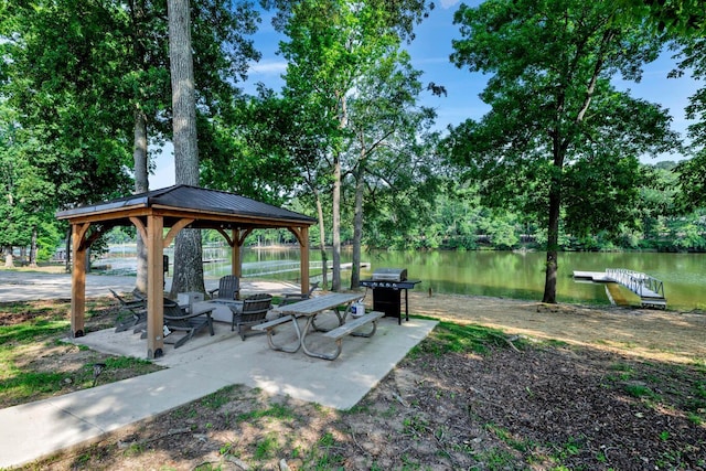 242 County Rd 307, Cullman, AL 35057 - view of patio / terrace with a gazebo, a water view, and a grill
