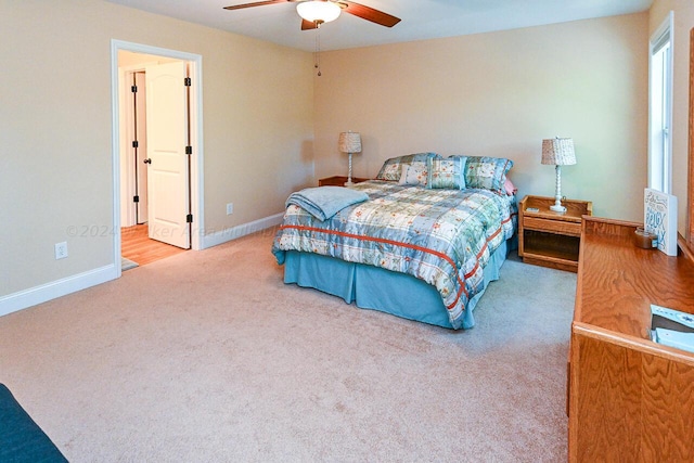 1528 Sipsey Rd, Double Springs, AL 35553 - bedroom with baseboards, carpet, and a ceiling fan