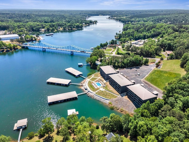 9661 Curry Hwy, Jasper, AL 35503 - drone / aerial view of a nearby body of water, a forest, and a notable bridge