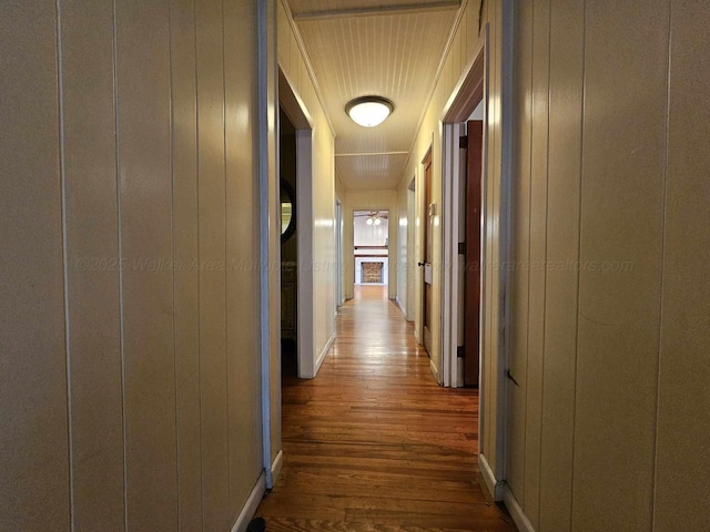 2701 N Airport Rd, Jasper, AL 35504 - hallway with baseboards, wood finished floors, and wood walls
