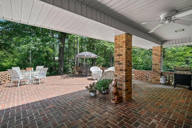 505 3rd Ave, Jasper, AL 35501 - view of patio / terrace featuring outdoor dining area, a ceiling fan, and area for grilling