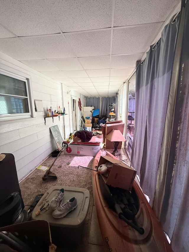 1902 Williams St, Jasper, AL 35501 - miscellaneous room with a drop ceiling and wood walls