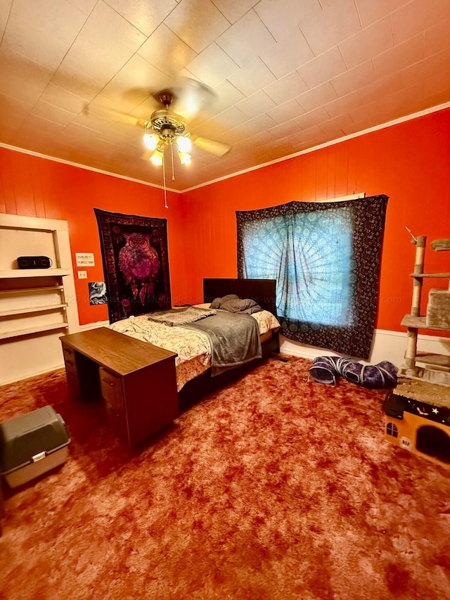 1902 Williams St, Jasper, AL 35501 - bedroom featuring ornamental molding, carpet floors, and ceiling fan