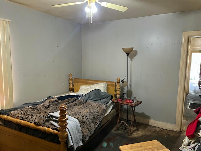 bedroom featuring ceiling fan