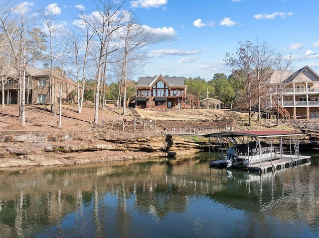 dock area featuring a water view