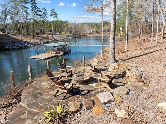 view of dock featuring a water view