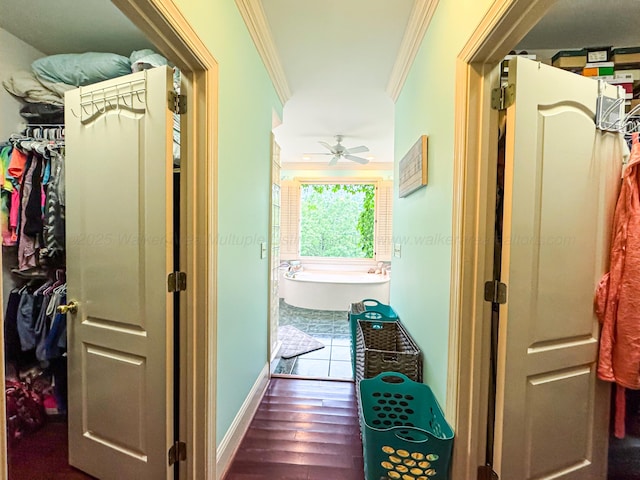 1000 Foothill Rd, Winfield, AL 35594 - hall featuring ornamental molding, wood finished floors, and baseboards