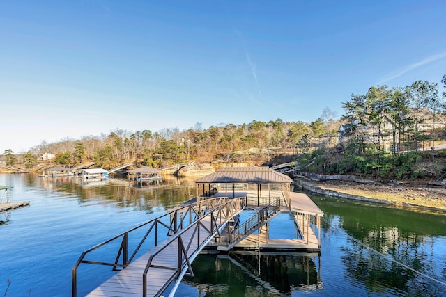 dock area featuring a water view