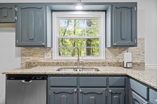 1812 N Walston Rd, Jasper, AL 35504 - kitchen with stainless steel dishwasher, tasteful backsplash, and light stone counters