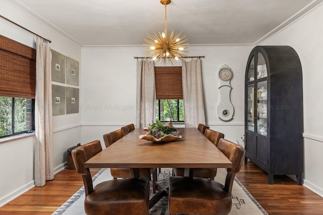 400 N Crest Cir, Jasper, AL 35501 - dining area with a chandelier, wood finished floors, ornamental molding, and baseboards