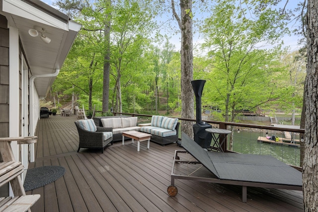 58 Lake Ln, Jasper, AL 35504 - wooden terrace featuring a water view and an outdoor living space