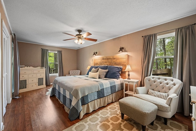 58 Lake Ln, Jasper, AL 35504 - bedroom featuring a textured ceiling, wood finished floors, ceiling fan, and ornamental molding