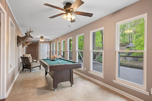 58 Lake Ln, Jasper, AL 35504 - playroom with baseboards, a ceiling fan, a wealth of natural light, and pool table