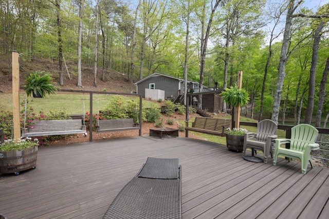 58 Lake Ln, Jasper, AL 35504 - wooden terrace with a vegetable garden