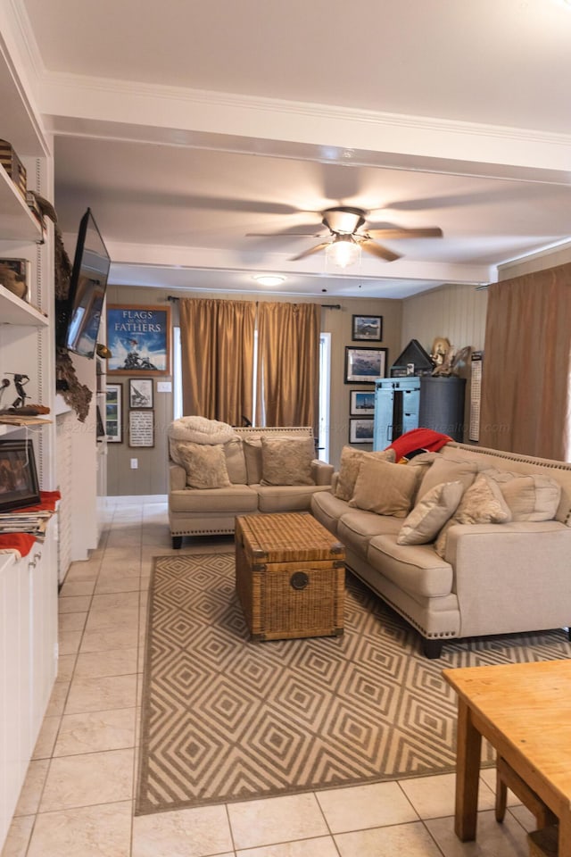 605 W 6th St, Jasper, AL 35501 - living area featuring a ceiling fan and light tile patterned floors