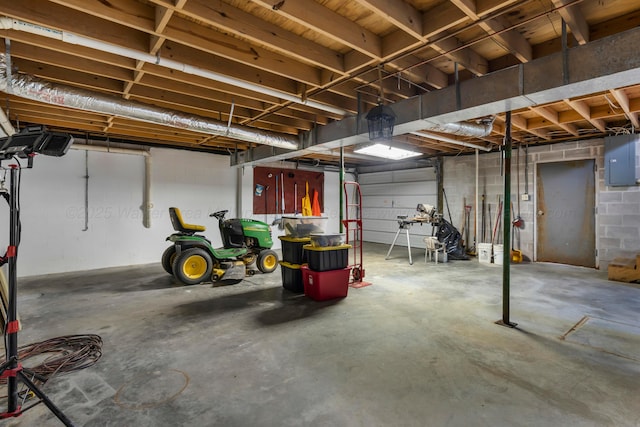 basement with electric panel