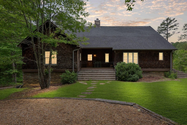 1617 S Stoney Rd, Double Springs, AL 35553 - view of front of property with a chimney, a lawn, and a shingled roof