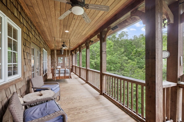 1617 S Stoney Rd, Double Springs, AL 35553 - wooden terrace featuring ceiling fan and a porch
