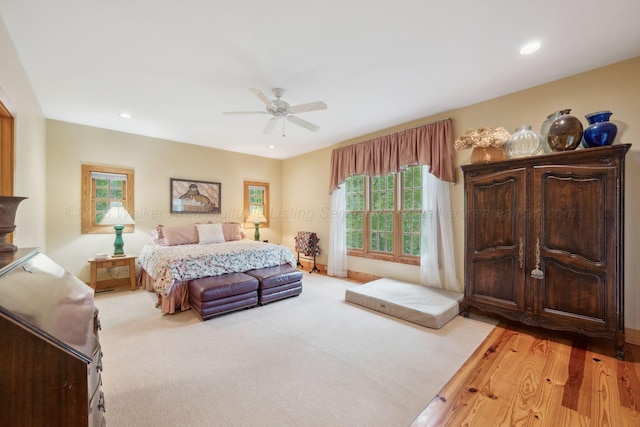 1617 S Stoney Rd, Double Springs, AL 35553 - bedroom featuring recessed lighting, ceiling fan, and light carpet