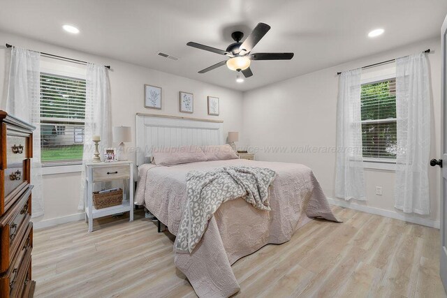 69 Oak Dr, Jasper, AL 35501 - bedroom with light wood finished floors, recessed lighting, and ceiling fan