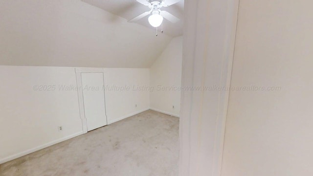 1704 Sharon Ln, Jasper, AL 35504 - additional living space with carpet floors, baseboards, a ceiling fan, and vaulted ceiling