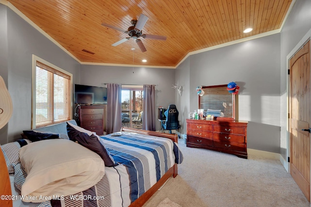 60 Sunset Dr, Arley, AL 35541 - carpeted bedroom with ornamental molding, wooden ceiling, and baseboards