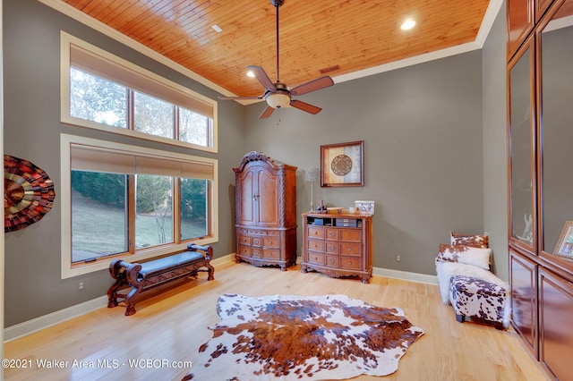 60 Sunset Dr, Arley, AL 35541 - bedroom featuring baseboards, light wood-type flooring, crown molding, and wood ceiling