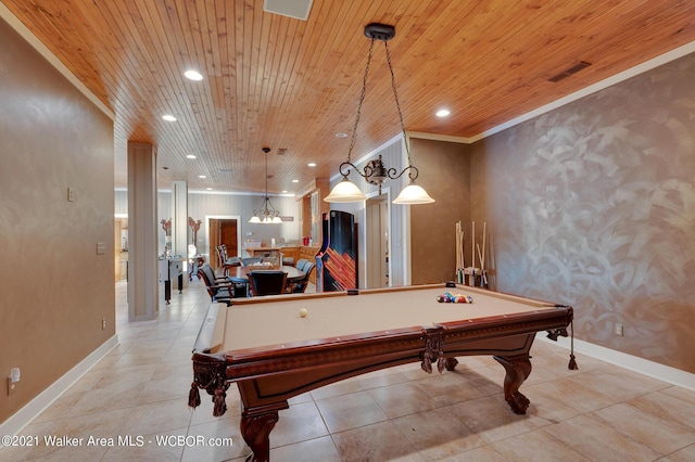 60 Sunset Dr, Arley, AL 35541 - recreation room with baseboards, ornamental molding, recessed lighting, and wooden ceiling