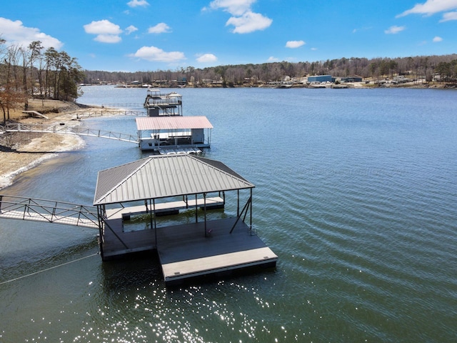 view of dock featuring a water view