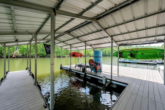 view of dock featuring a water view