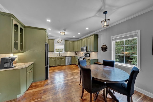 539 Hayfield Dr, Dora, AL 35062 - dining space with ornamental molding, wood finished floors, and recessed lighting