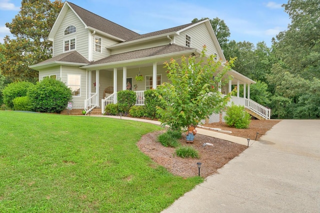 539 Hayfield Dr, Dora, AL 35062 - view of front of home featuring covered porch, a front lawn, roof with shingles, and stairway