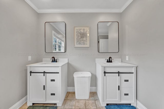 539 Hayfield Dr, Dora, AL 35062 - bathroom with two vanities and ornamental molding