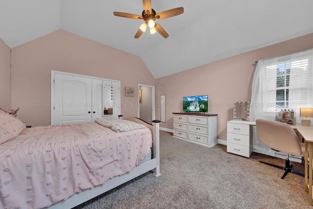 539 Hayfield Dr, Dora, AL 35062 - bedroom featuring lofted ceiling, carpet, a closet, a ceiling fan, and an office area