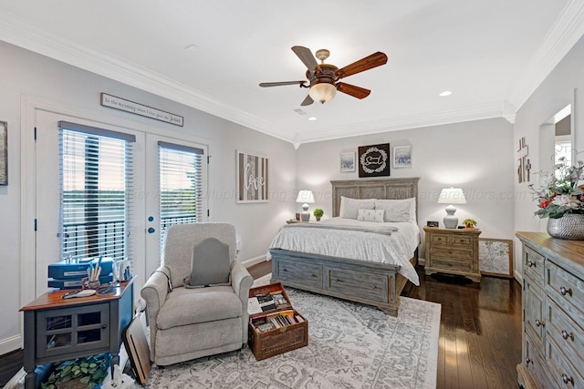 154 County Rd 389, Cullman, AL 35057 - bedroom featuring access to exterior, ornamental molding, dark wood-style floors, baseboards, and recessed lighting