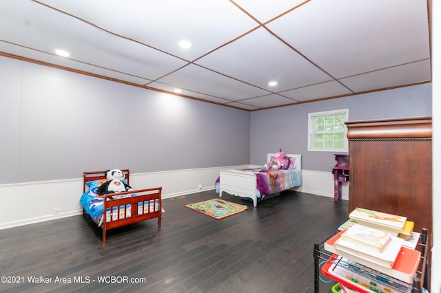 12 Dover Rd, Haleyville, AL 35565 - bedroom featuring a wainscoted wall, wood finished floors, ornamental molding, and recessed lighting
