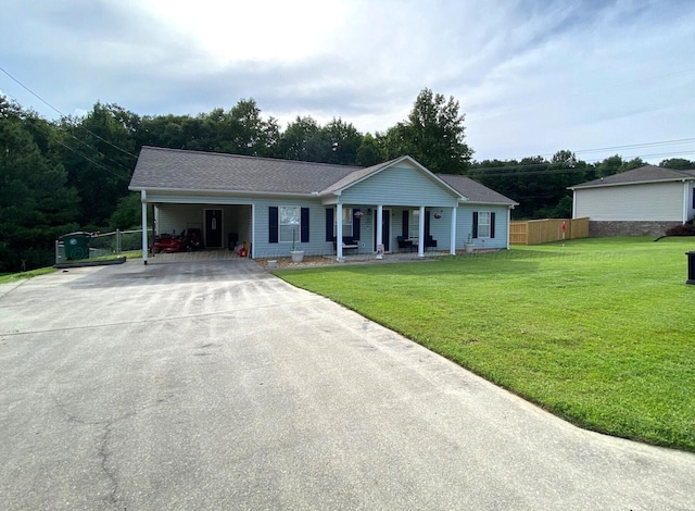 164 County Road 1636, Cullman, AL 35058 - ranch-style home with driveway, a porch, a carport, and a shingled roof