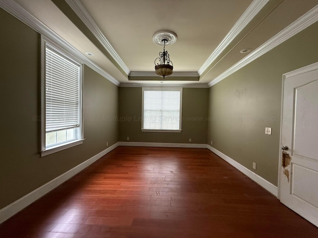 1068 Old Zion Loop, Nauvoo, AL 35578 - spare room featuring plenty of natural light, wood finished floors, a tray ceiling, and ornamental molding