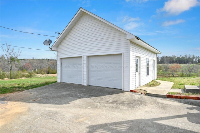 view of detached garage