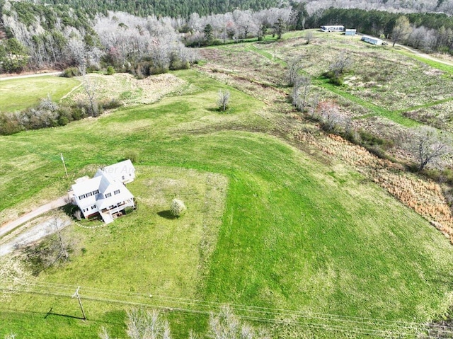 aerial view featuring a rural view