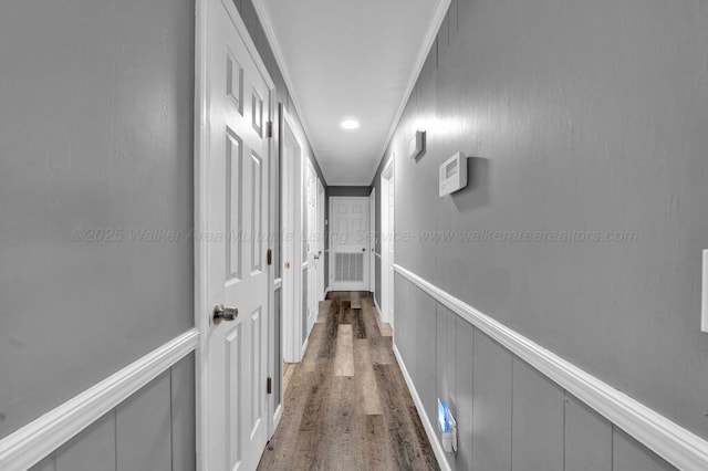 805 3rd Ave, Jasper, AL 35501 - corridor with a decorative wall, wood finished floors, and a wainscoted wall