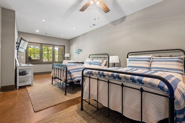134 Turtle Point Dr, Crane Hill, AL 35053 - bedroom featuring finished concrete flooring, recessed lighting, and a ceiling fan