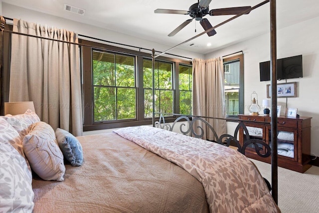 134 Turtle Point Dr, Crane Hill, AL 35053 - bedroom with multiple windows, carpet flooring, and a ceiling fan