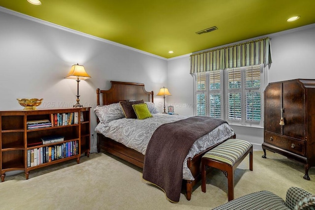 601 Glen Oaks Cir, Jasper, AL 35504 - bedroom with ornamental molding, carpet, and recessed lighting