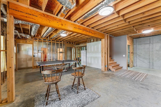 136 Grand Magnolia, Jasper, AL 35504 - unfinished basement with freestanding refrigerator and stairs