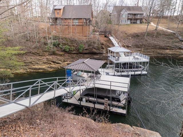 dock area featuring a water view